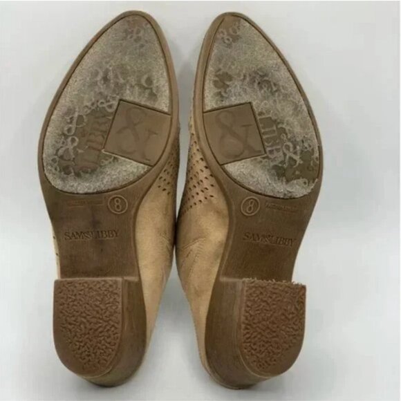 Sam & Libby Perforated Tan Suede Mules Size 8 - Picture 7 of 7